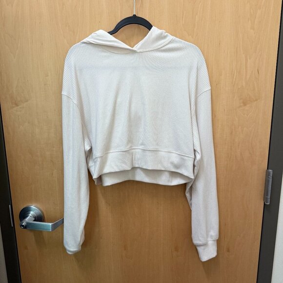Garage Cream Ribbed Cropped Hoodie Women’s S - Picture 1 of 4